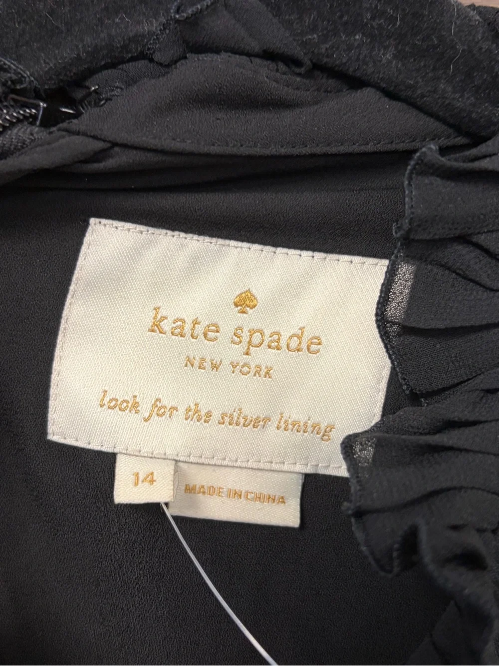 Kate Spade Bakery Dot Devore Fit and Flare Mini Cocktail Dress Black Size 14 NWT